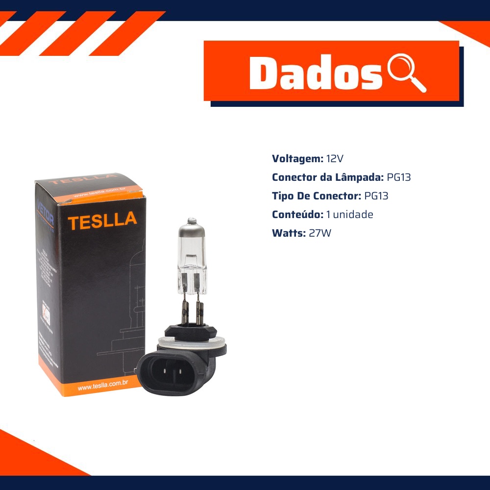 Lâmpada H27 12V 27W para Scania P 114 CB e Volkswagen Gol - Teslla - Th27-2