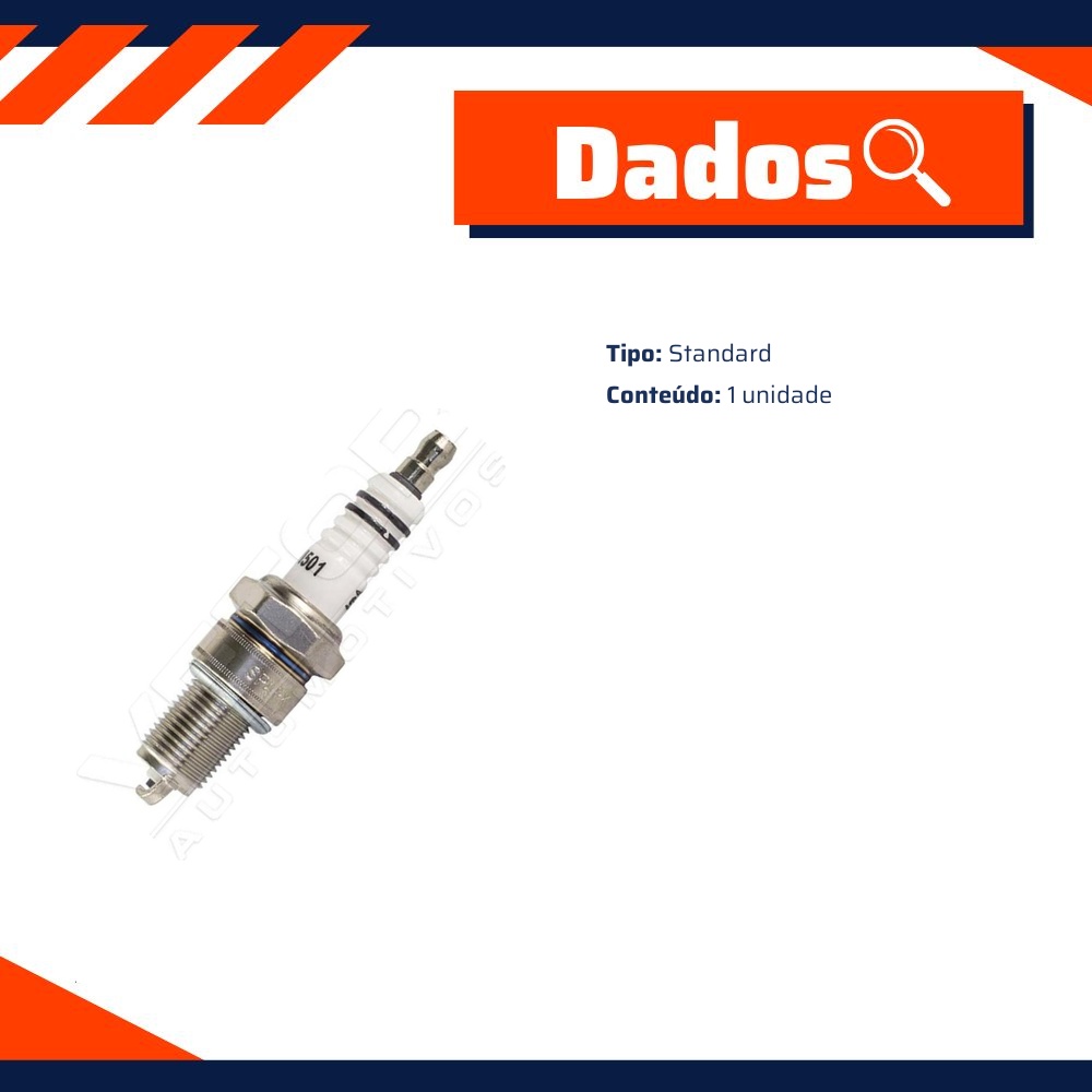 Vela de Ignição para Fiat 147 e Volkswagen Gol - E-Klass - Evi501