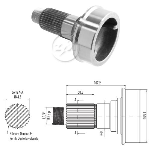 Ponteira Fixa do Cardan - ZM - 235.006.00