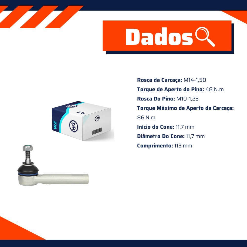 Terminal de Direção para Fiat Linea e Punto - ZM - 270.110.04
