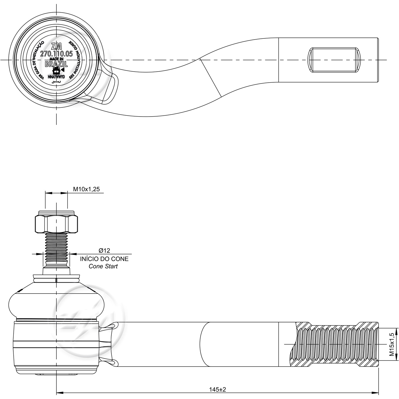 Terminal de Direção para Fiat Uno - ZM - 270.110.05