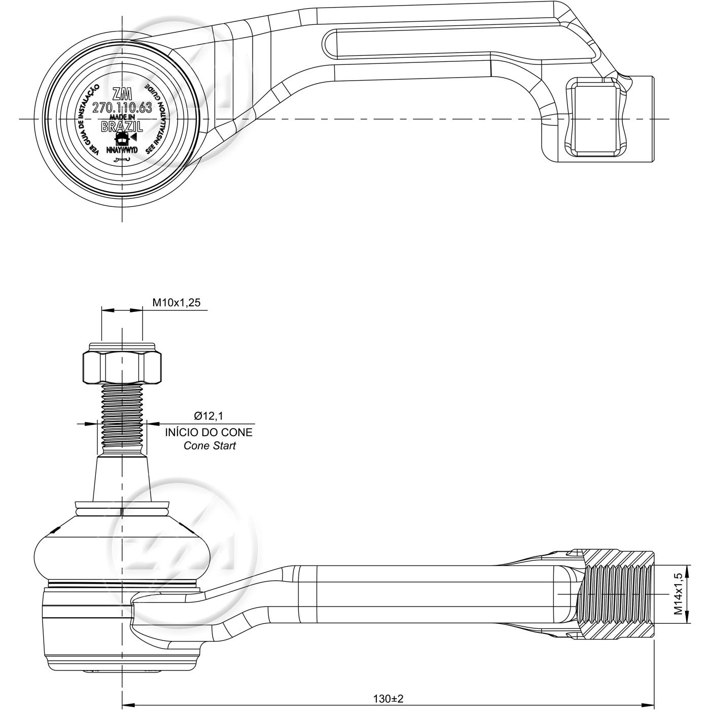 Terminal de Direção para Peugeot 208 - ZM - 270.110.63
