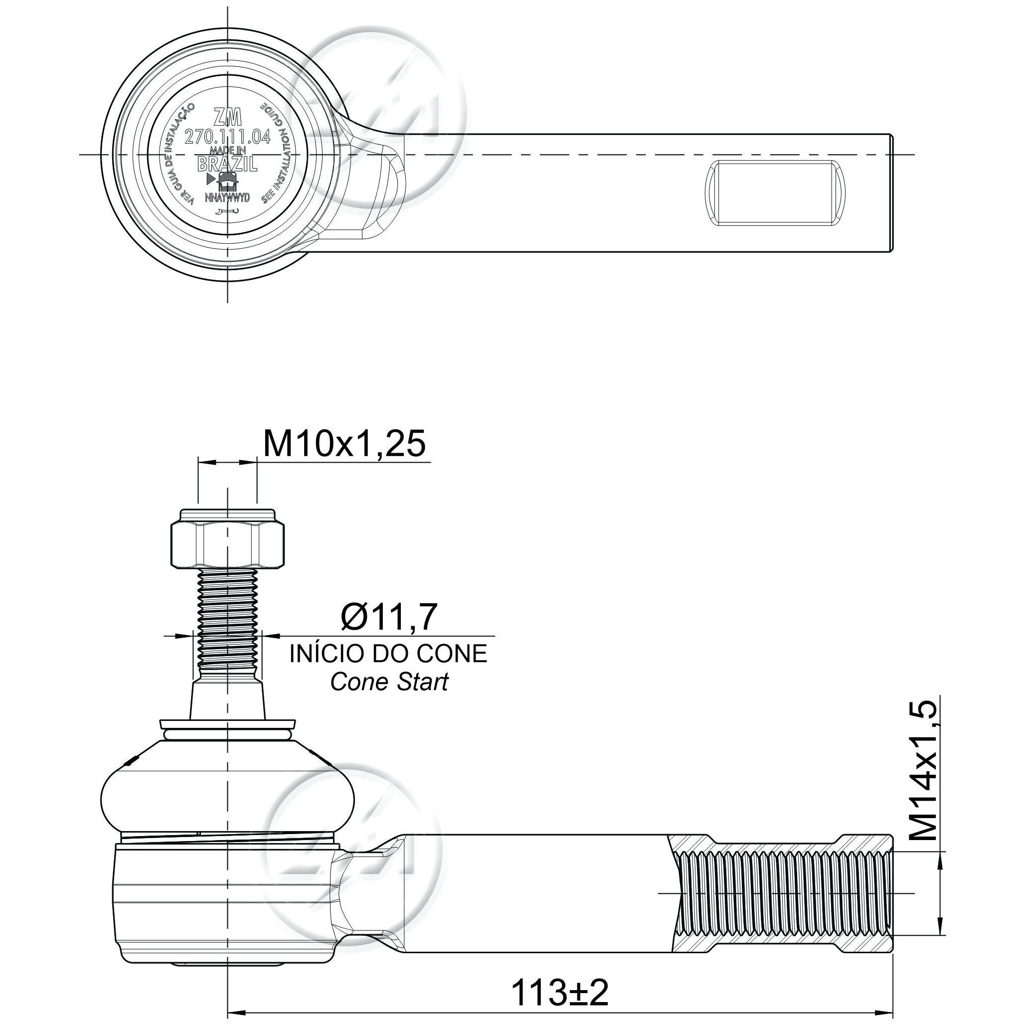 Terminal de Direção para Fiat Linea e Punto - ZM - 270.111.04