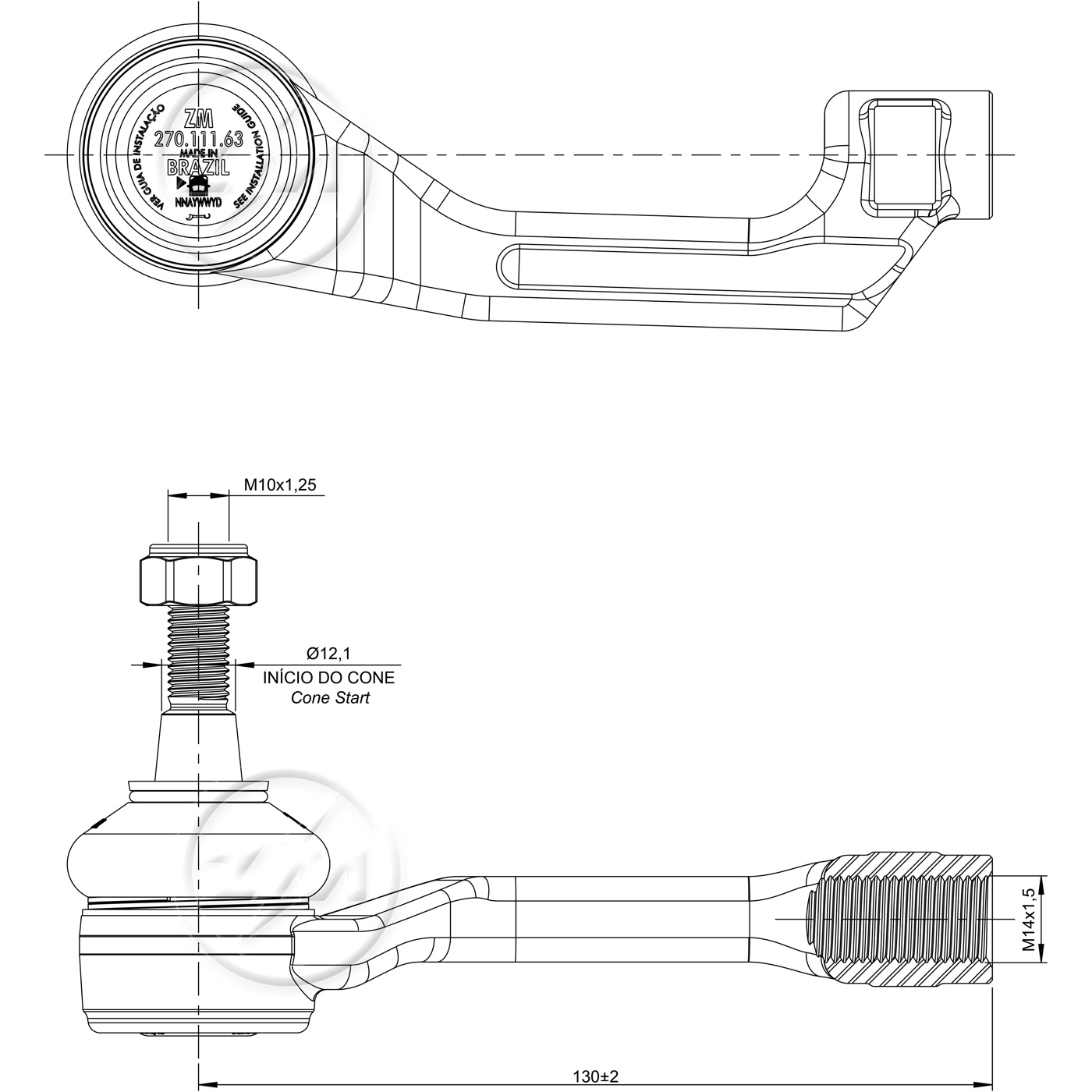 Terminal de Direção para Peugeot 208 - ZM - 270.111.63