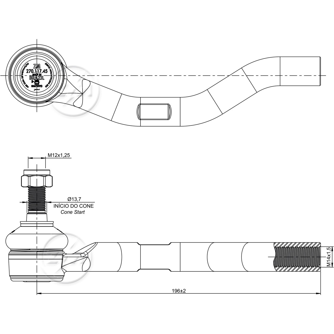 Terminal de Direção para Honda Civic - ZM - 270.117.45