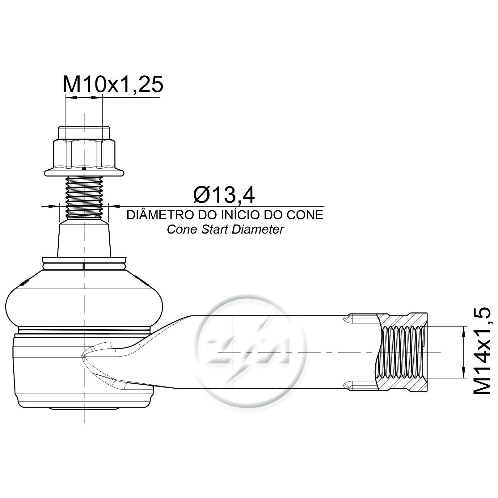 Terminal de Direção para Hyundai HB20 e HB20S - ZM - 270.118.01
