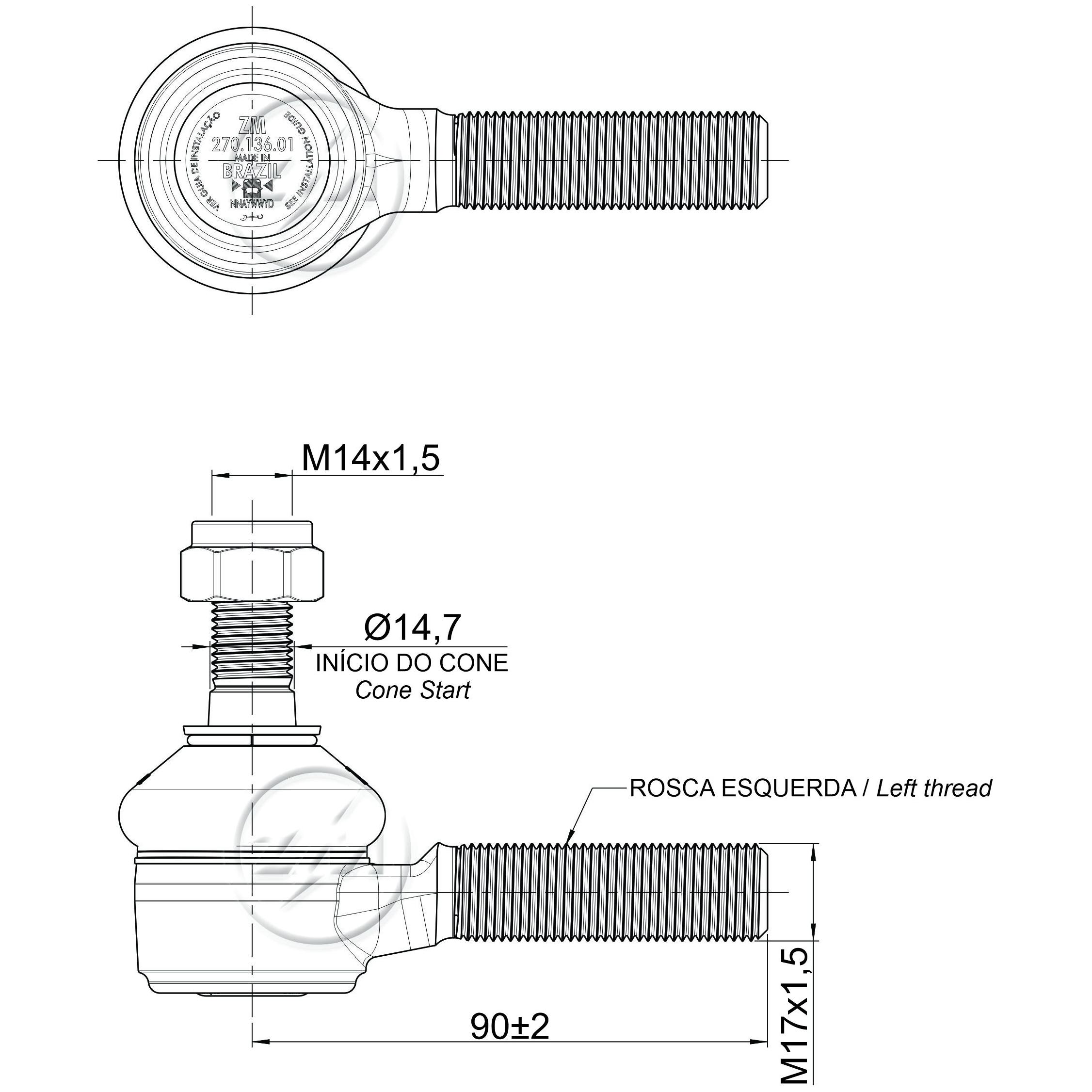 Terminal de Direção para Toyota Hilux e Hilux SW4 - ZM - 270.136.01