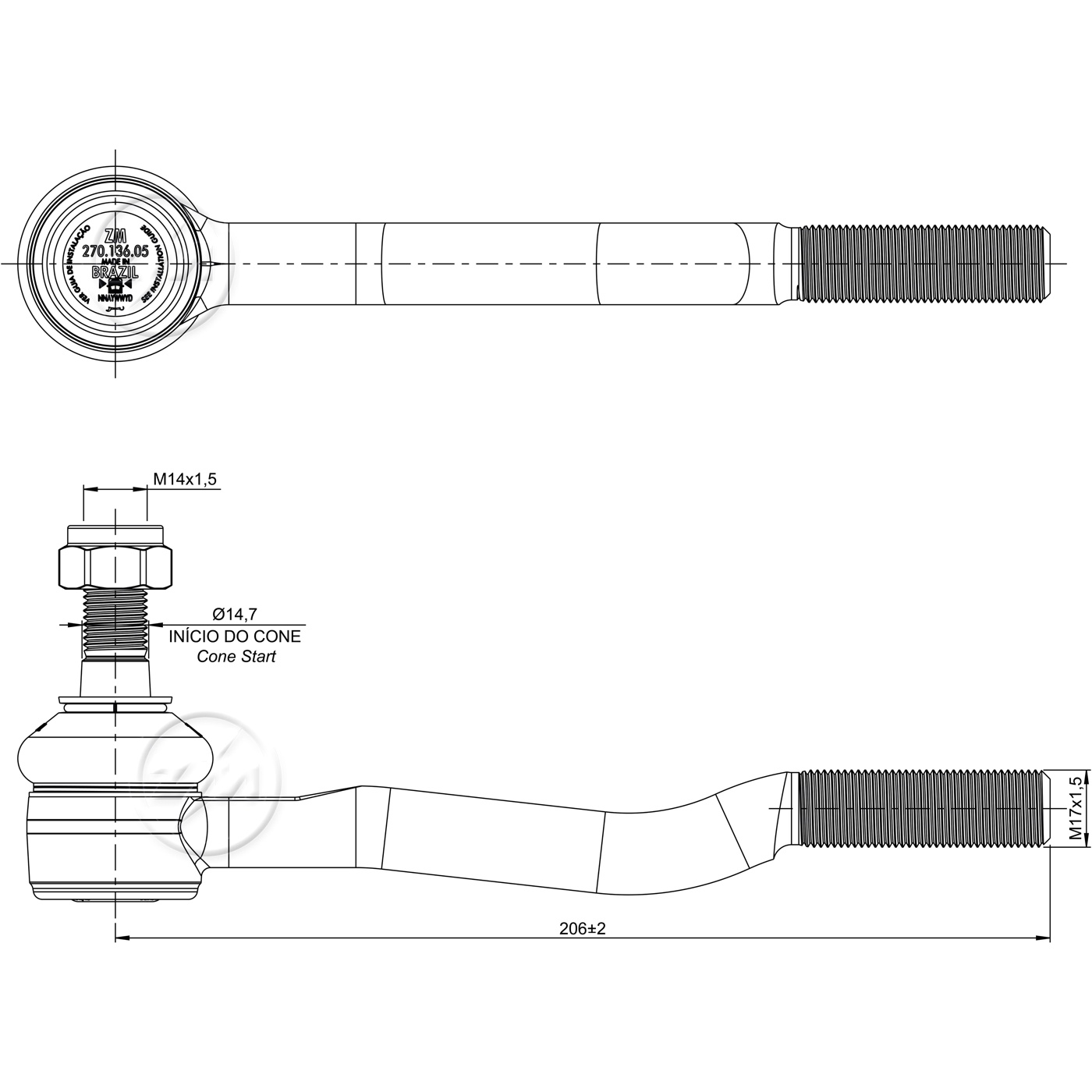 Terminal de Direção para Toyota Hilux e Hilux SW4 - ZM - 270.136.05