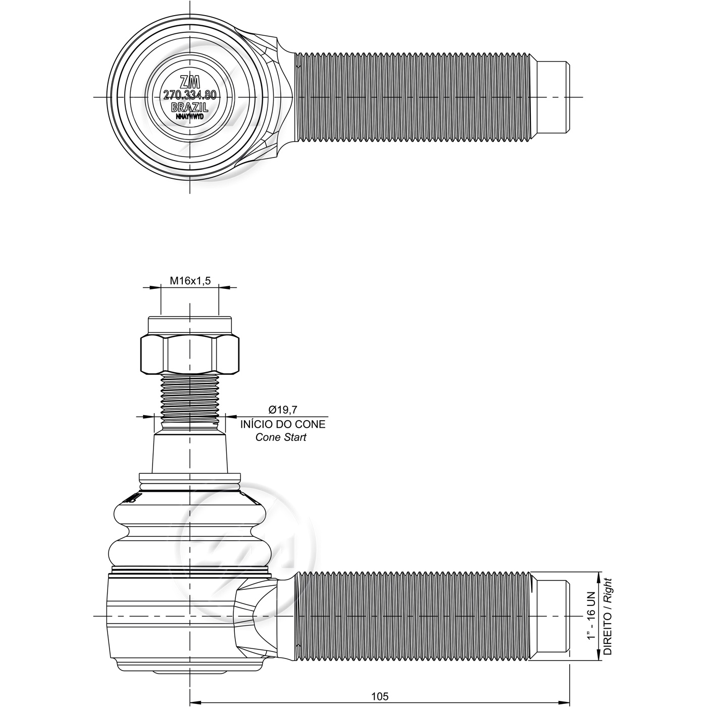 Terminal de Direção para Chevrolet C-60 e D-60 - ZM - 270.334.80