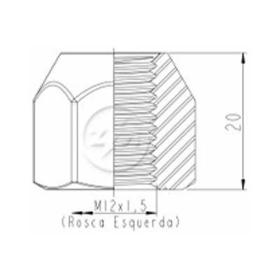 Porca da Roda M12-1,5 X Ch21 X H20 Caixa com 100 Unidades para Hyundai H 100 e KIA Besta - ZM - 29.012.89