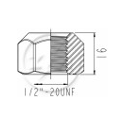 Kit 50 Porca da Roda 1/2''-20UNF x CH7/8" x H16 - ZM - 2910241