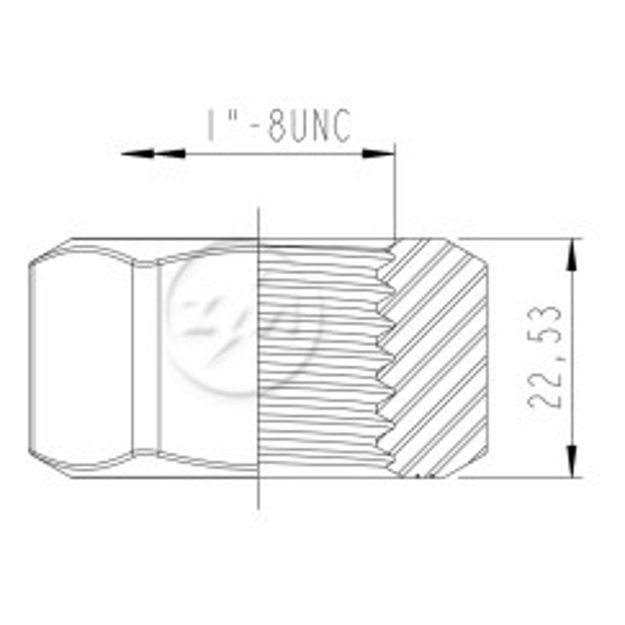 Kit 50 Porca Lâmina Trator 1''-8UNCxCH1,1/2"xH22,5 - ZM - 2911070