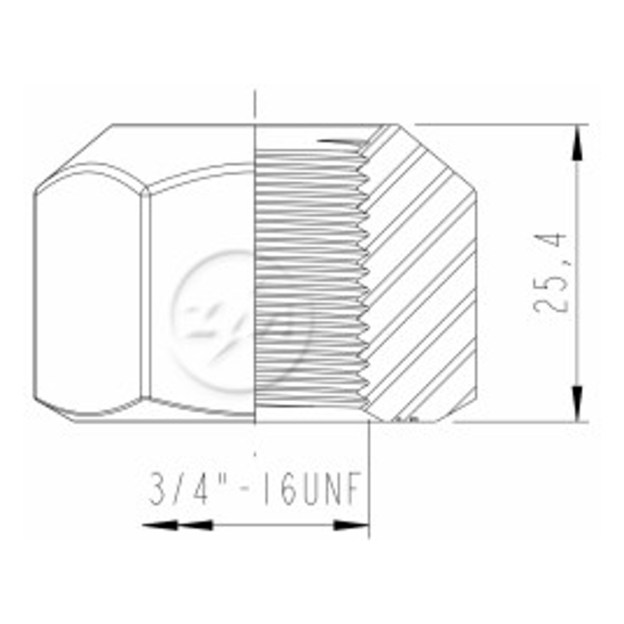 Kit 50 Porca Roda 3/4''-16UNF x CH1,5/16" x H25,4 - ZM - 2930441