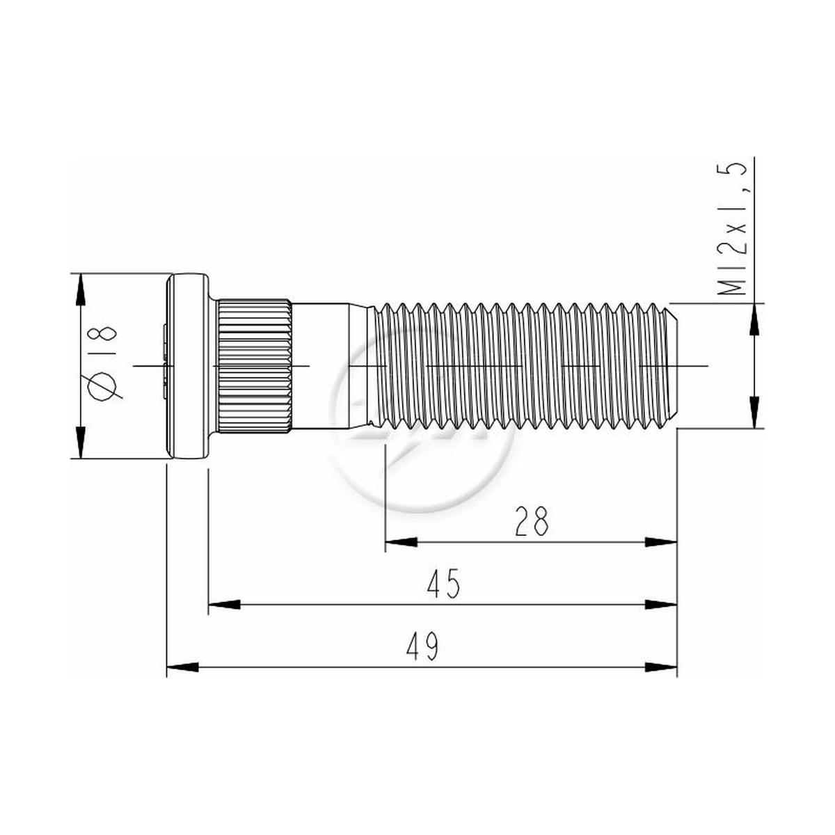Kit 80 Parafuso de Roda M12-1,5 x 45/49 - ZM - 30.012.15