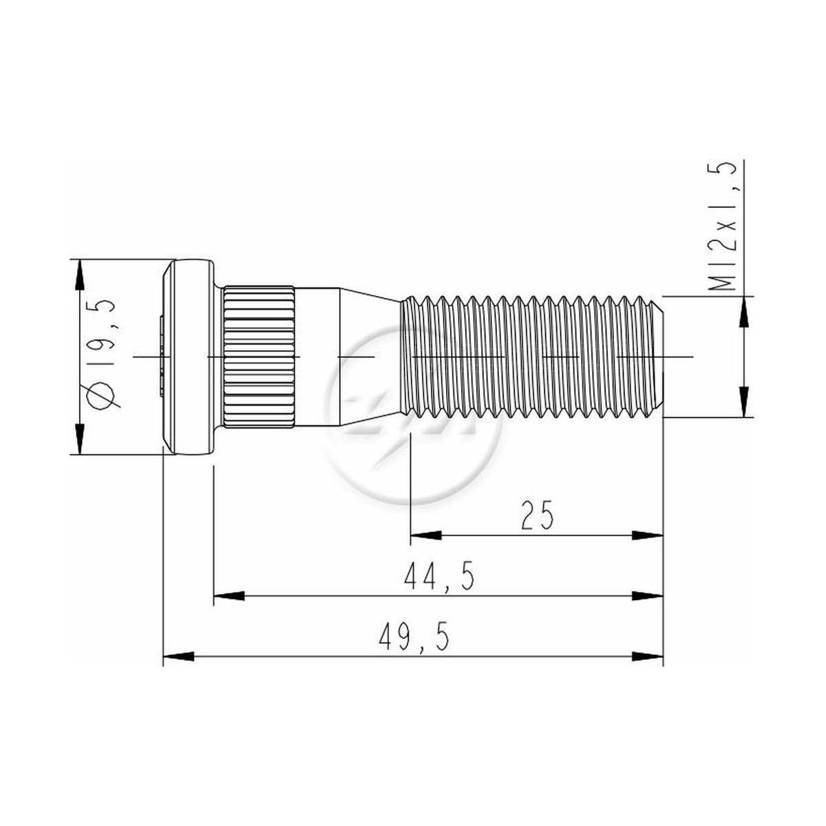 Kit 80 Parafuso de Roda M12-1,5 x 44,5/49,5 - ZM - 30.012.23