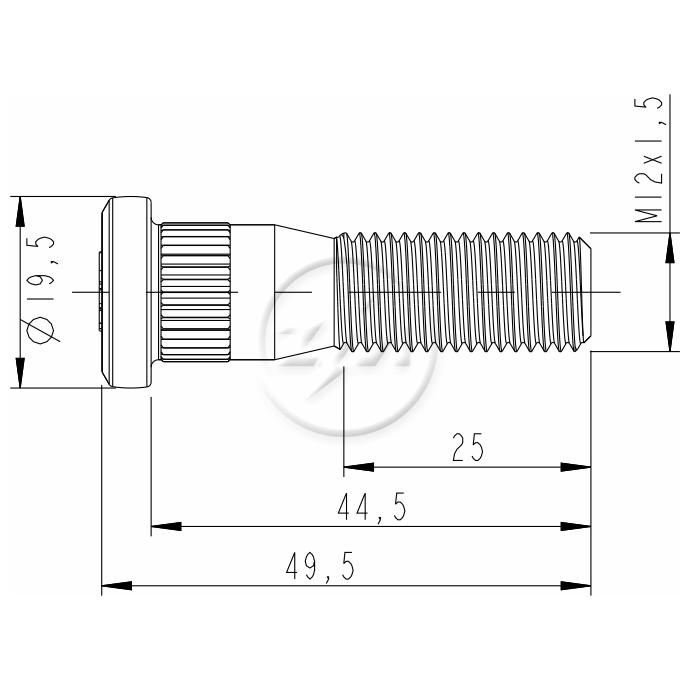 Kit 80 Parafuso de Roda M12-1,5 x 44,5/49,5 - ZM - 30.012.24