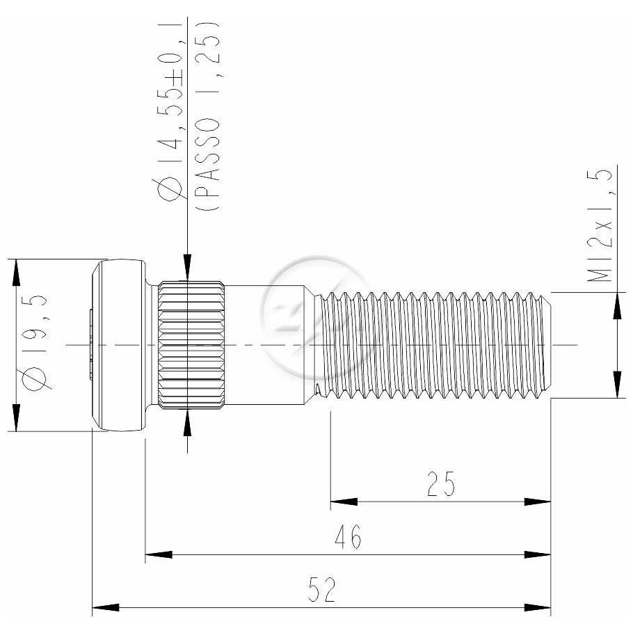 Parafuso de Roda M12-1,5 X 46/52 Caixa com 80 Unidades para Chevrolet D-20 e Silverado - ZM - 30.012.32
