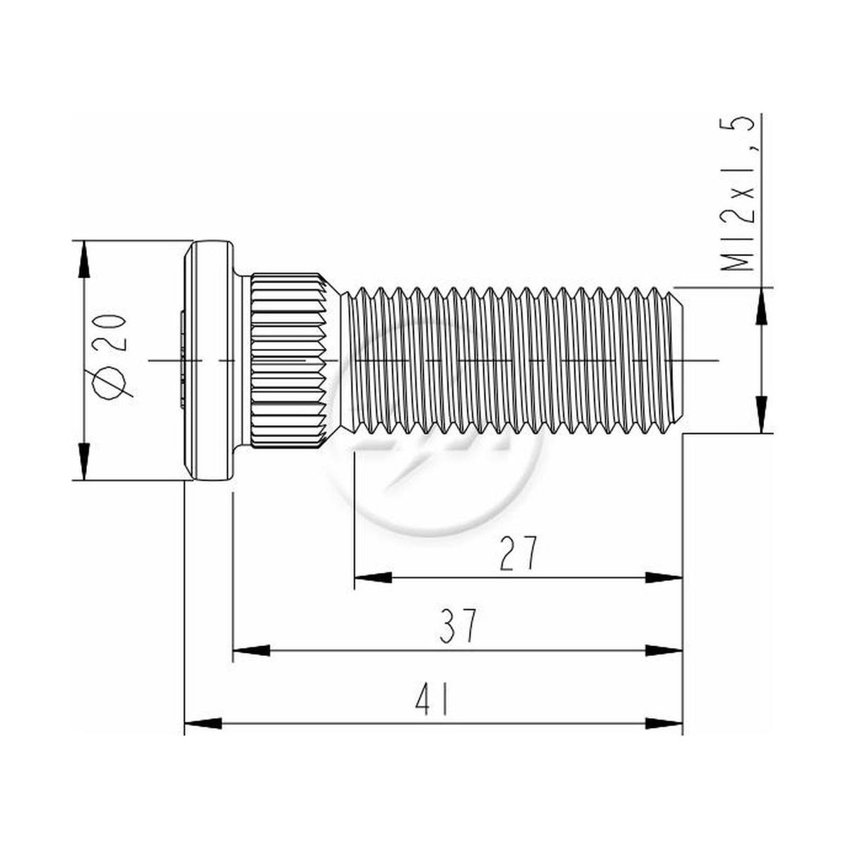 Parafuso de Roda M12-1,5 X 37/41 Caixa com 50 Unidades para Chevrolet S10 - ZM - 30.012.36