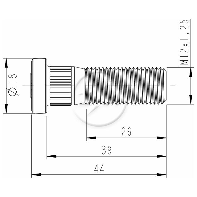 Parafuso de Roda M12-1,25 X 39/44 Caixa com 80 Unidades para Nissan Frontier e Sentra - ZM - 30.012.46