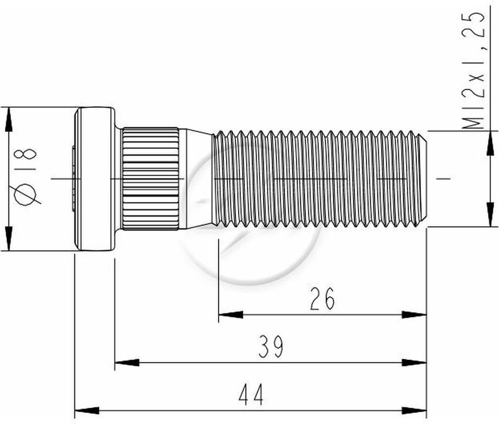 Parafuso de Roda M12-1,25 X 39/44 Caixa com 80 Unidades para Nissan Frontier e Sentra - ZM - 30.012.47