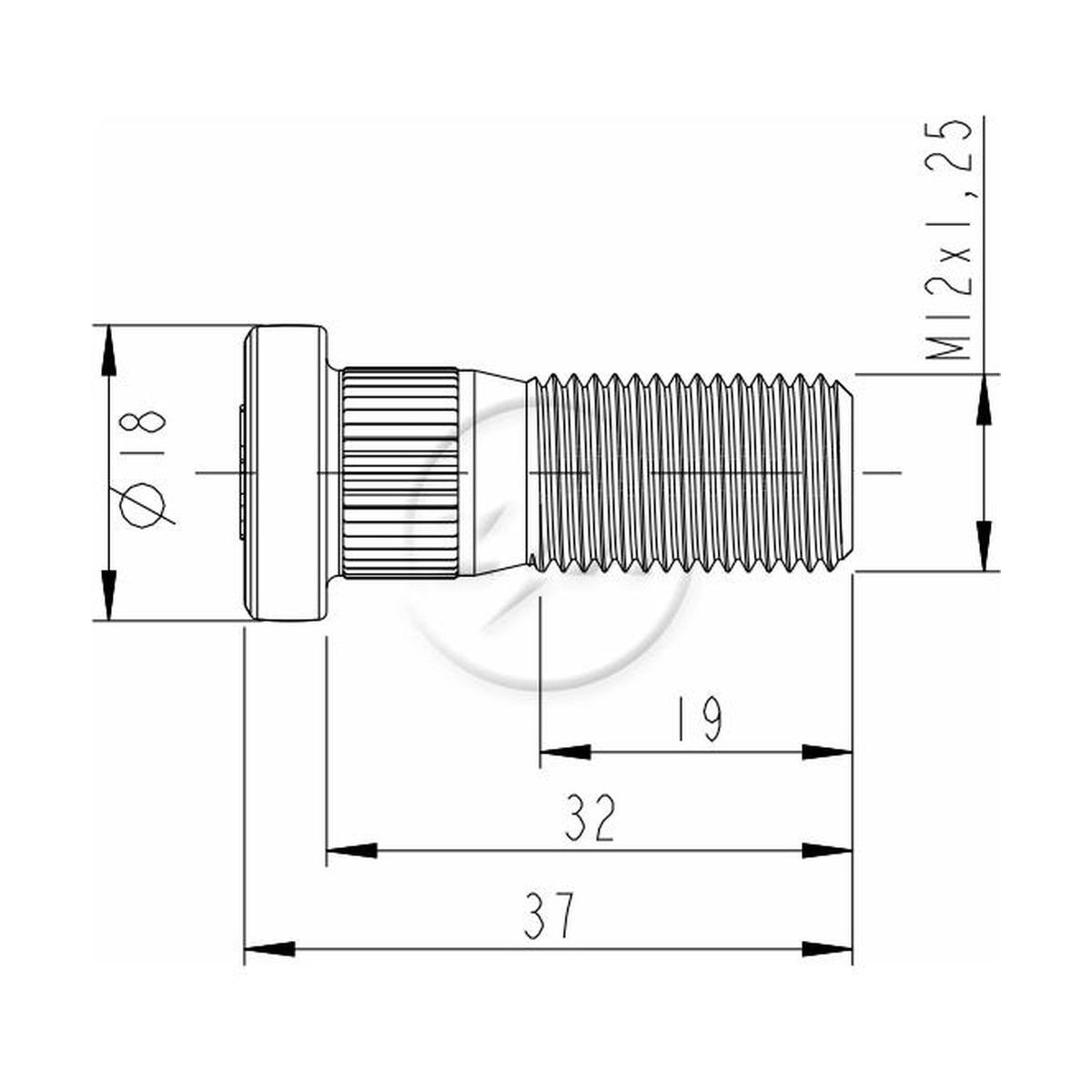 Parafuso de Roda M12-1,25 X 32/37 Caixa com 80 Unidades para Nissan Frontier e Sentra - ZM - 30.012.48