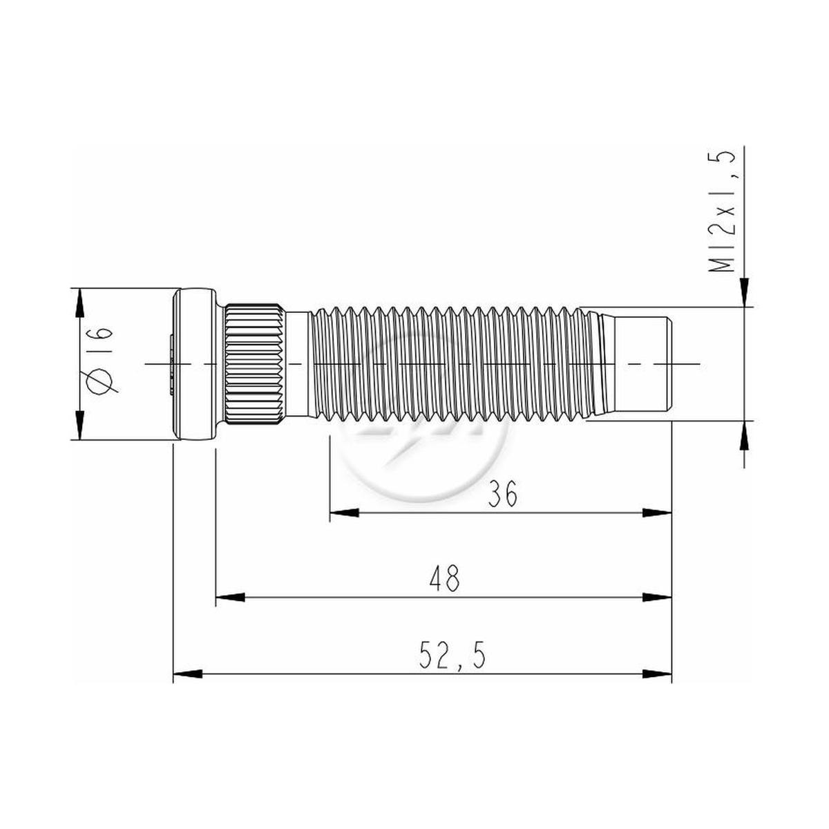 Parafuso de Roda M12-1,5 X 48/52,5 Caixa com 50 Unidades para Chevrolet S10 - ZM - 30.012.59