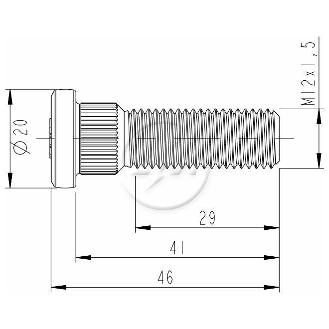 Parafuso de Roda M12-1,5 X 41/46 Caixa com 50 Unidades para Mitsubishi L300 - ZM - 30.012.91