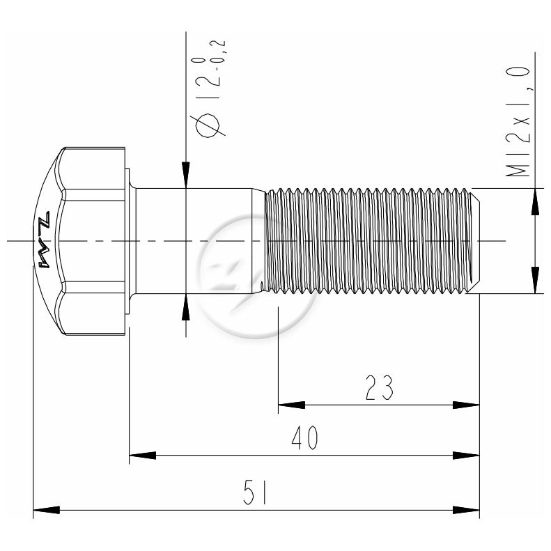 Kit 50 Parafuso da Esteira M12-1,0 x 40 x CH19 - ZM - 3001295