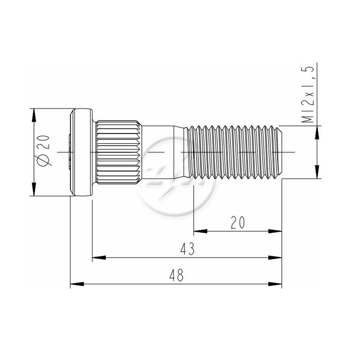 1 Parafuso de Roda M12-1,5 X 43/48 para Mitsubishi L200 - ZM - 30.012.96