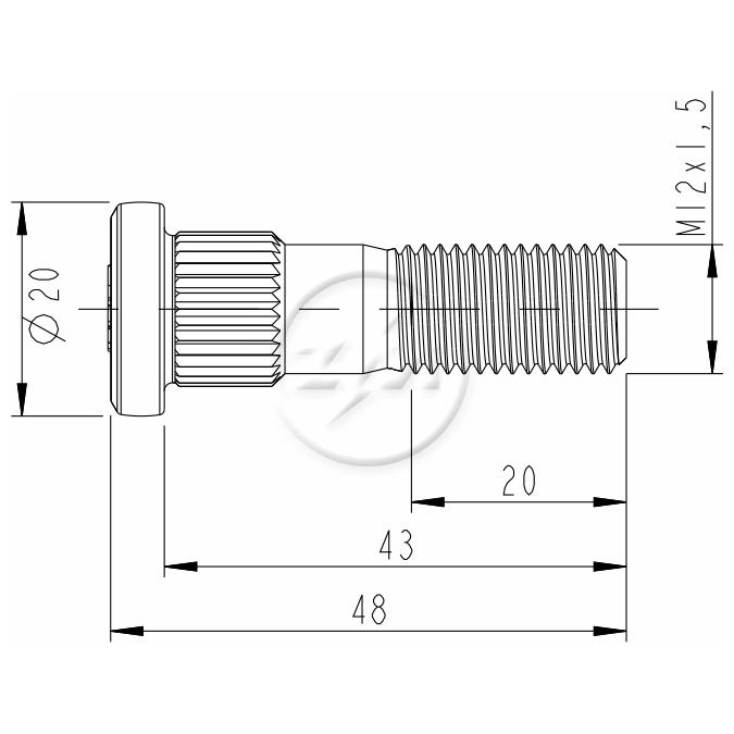 Parafuso de Roda M12-1,5 X 43/48 Caixa com 80 Unidades para Mitsubishi L200 - ZM - 30.012.97