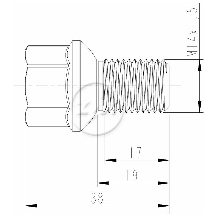 Kit 50 Parafuso de Roda M14-1.5 x 19/38 x CH19 - ZM - 3001401