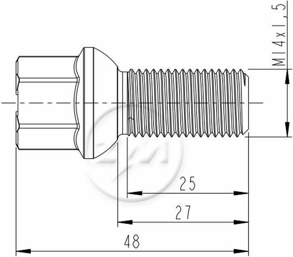 Kit 80 Parafuso de Roda M14-1.5 x 27/48 x CH17 - ZM - 3001402