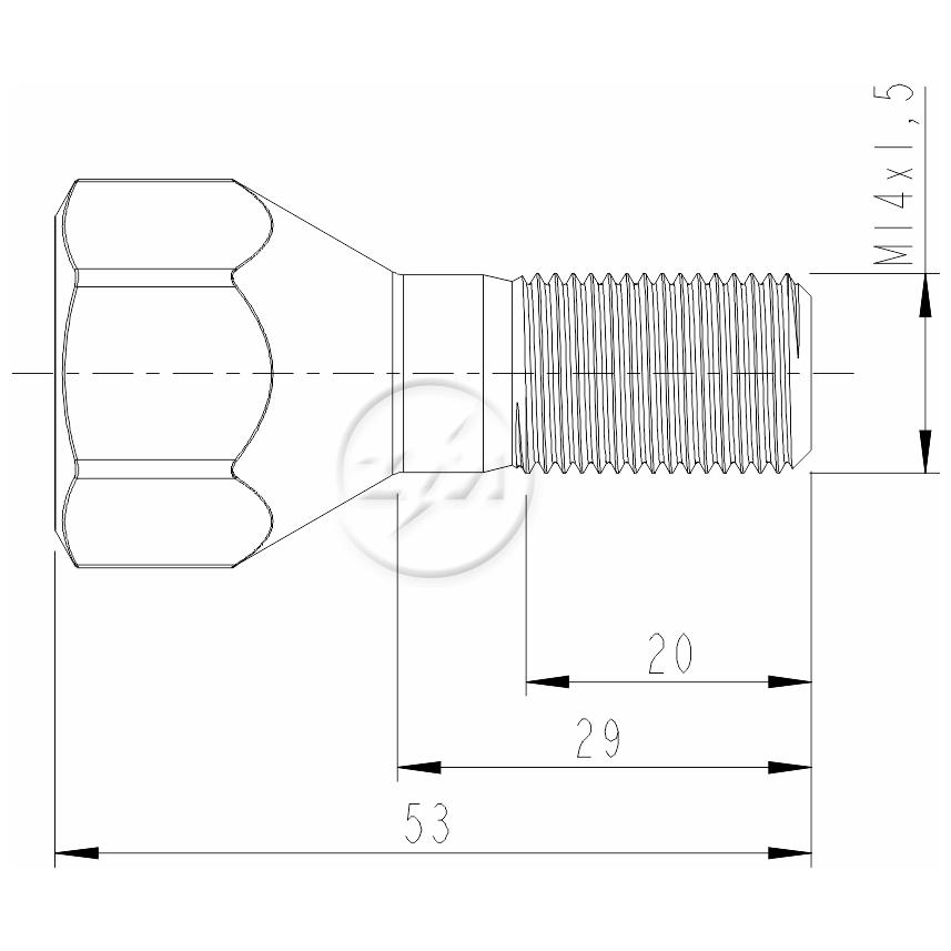 Kit 80 Parafuso de Roda M14-1,5 x 29/53 x CH24 - ZM - 3001440