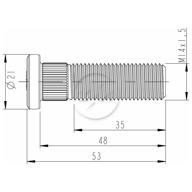 Parafuso de Roda M14-1,5 X 48/53 Caixa com 30 Unidades para Hyundai HR - ZM - 30.014.60