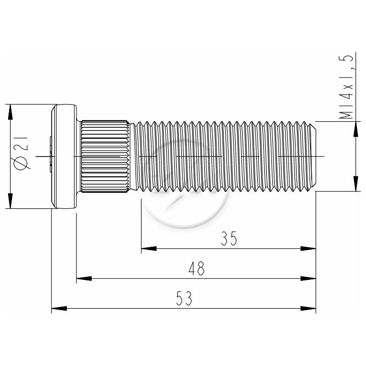 Parafuso de Roda M14-1,5 X 48/53 Caixa com 80 Unidades para Hyundai HR - ZM - 30.014.61