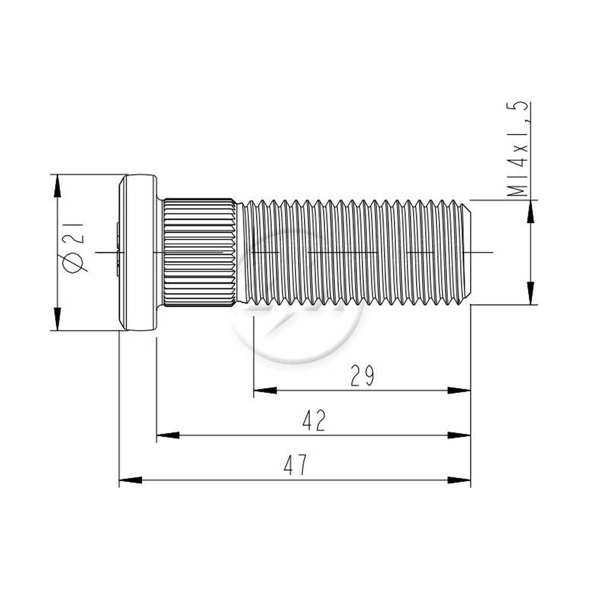 Parafuso de Roda M14-1,5 X 42/47 Caixa com 80 Unidades para Hyundai HR - ZM - 30.014.62