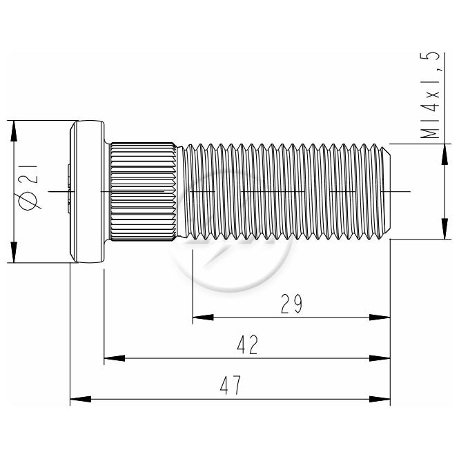 Parafuso de Roda M14-1,5 X 42/47 Caixa com 80 Unidades para Hyundai HR - ZM - 30.014.63
