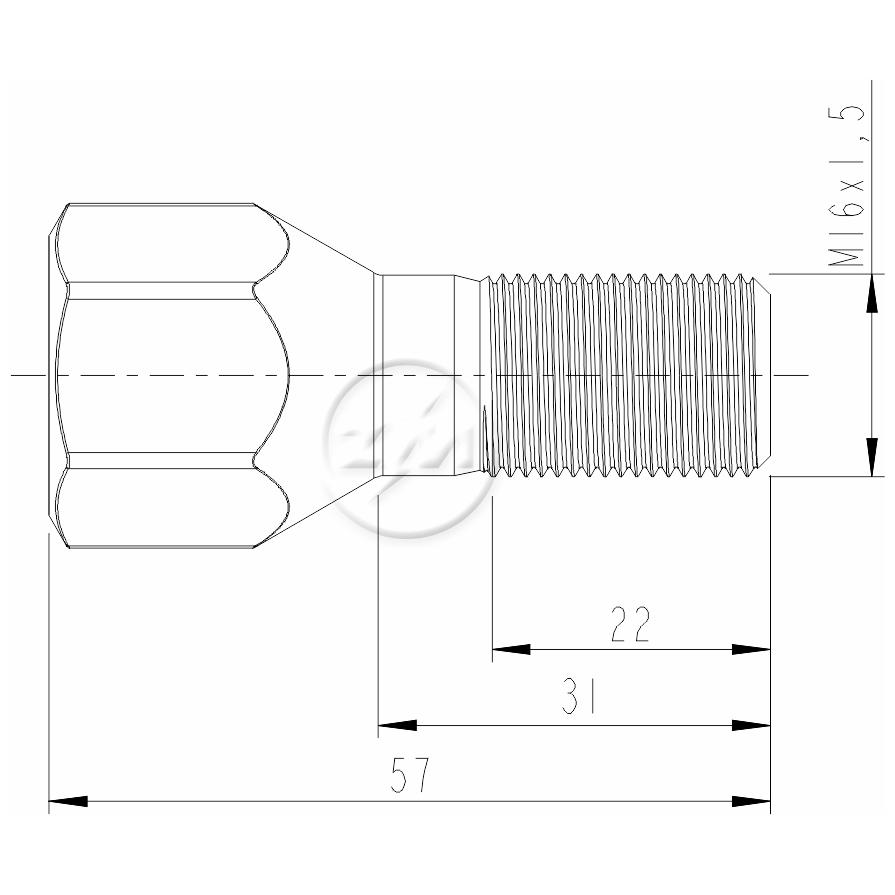 Kit 50 Parafuso de Roda M16-1,5 x 31/57 x CH24 - ZM - 3001640