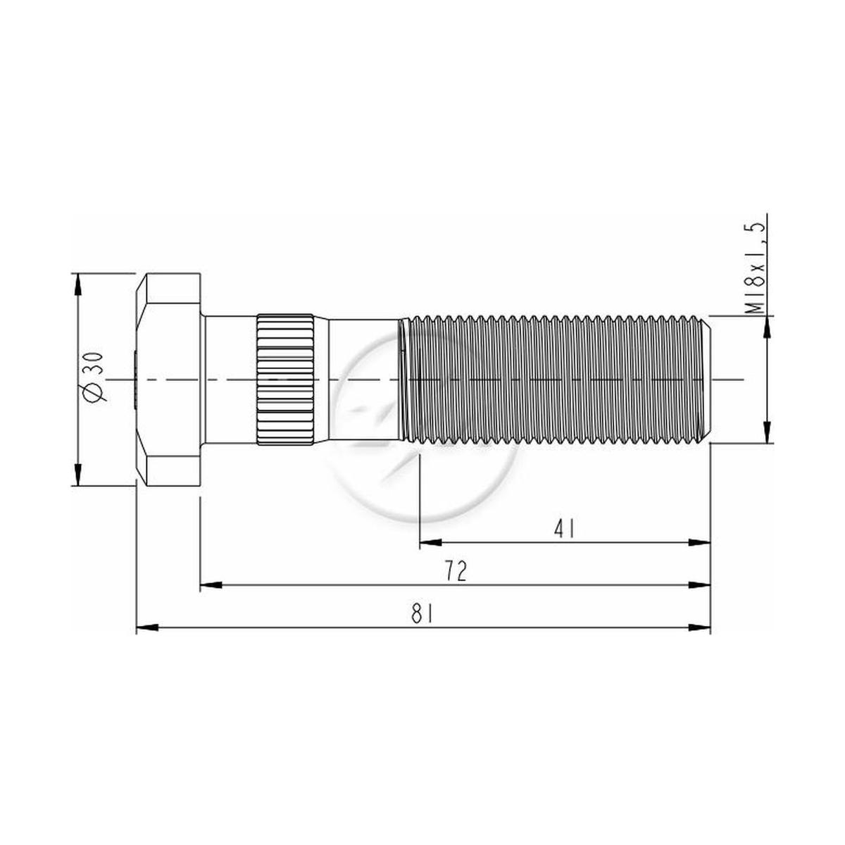 Parafuso de Roda M18-1,5 X 72/81 Caixa com 30 Unidades para Ford F-4000 - ZM - 30.018.43
