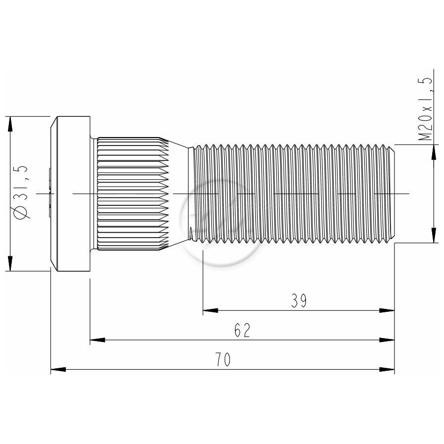 Kit 25 Parafuso de Roda M20-1,5 x 62/70 - ZM - 30.020.47