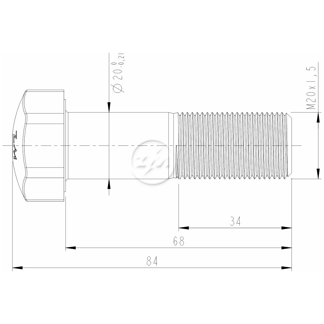 Kit 25 Parafuso da Esteira M20-1,5 x 68 x CH30 - ZM - 3002051
