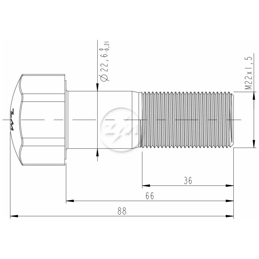 Kit 25 Parafuso da Esteira M22-1,5 x 66 - ZM - 30.022.50