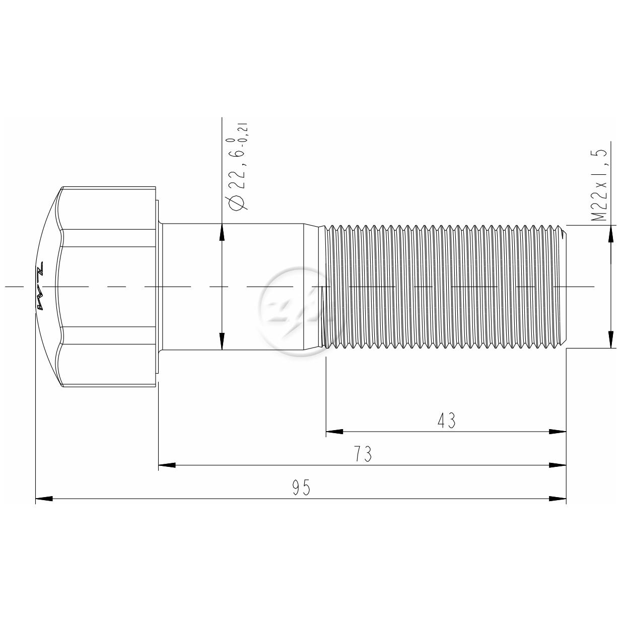 Kit 40 Parafuso da Esteira M22-1,5 x 73 - ZM - 30.022.51