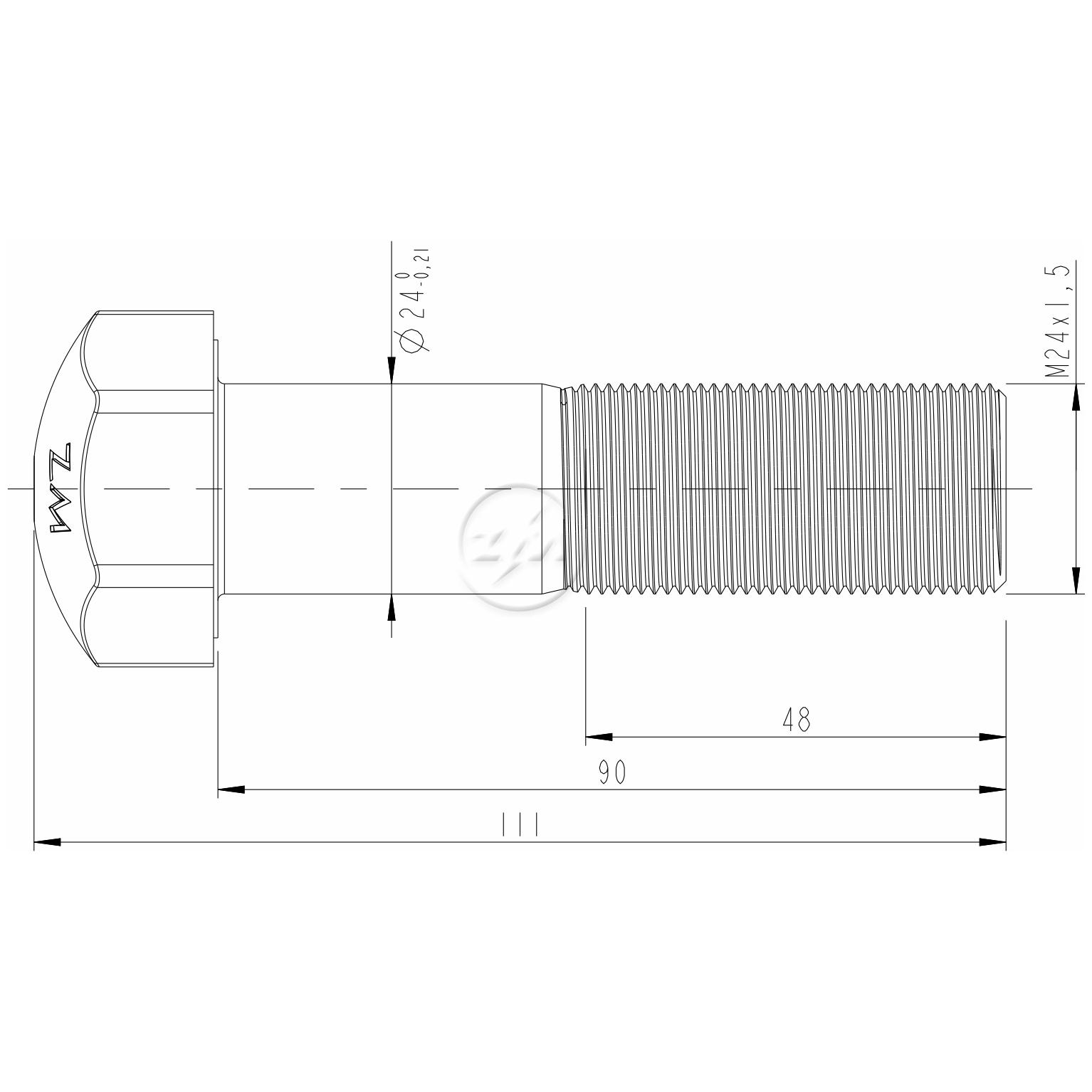 Kit 30 Parafuso da Esteira M24-1,5 x 90 - ZM - 30.024.55