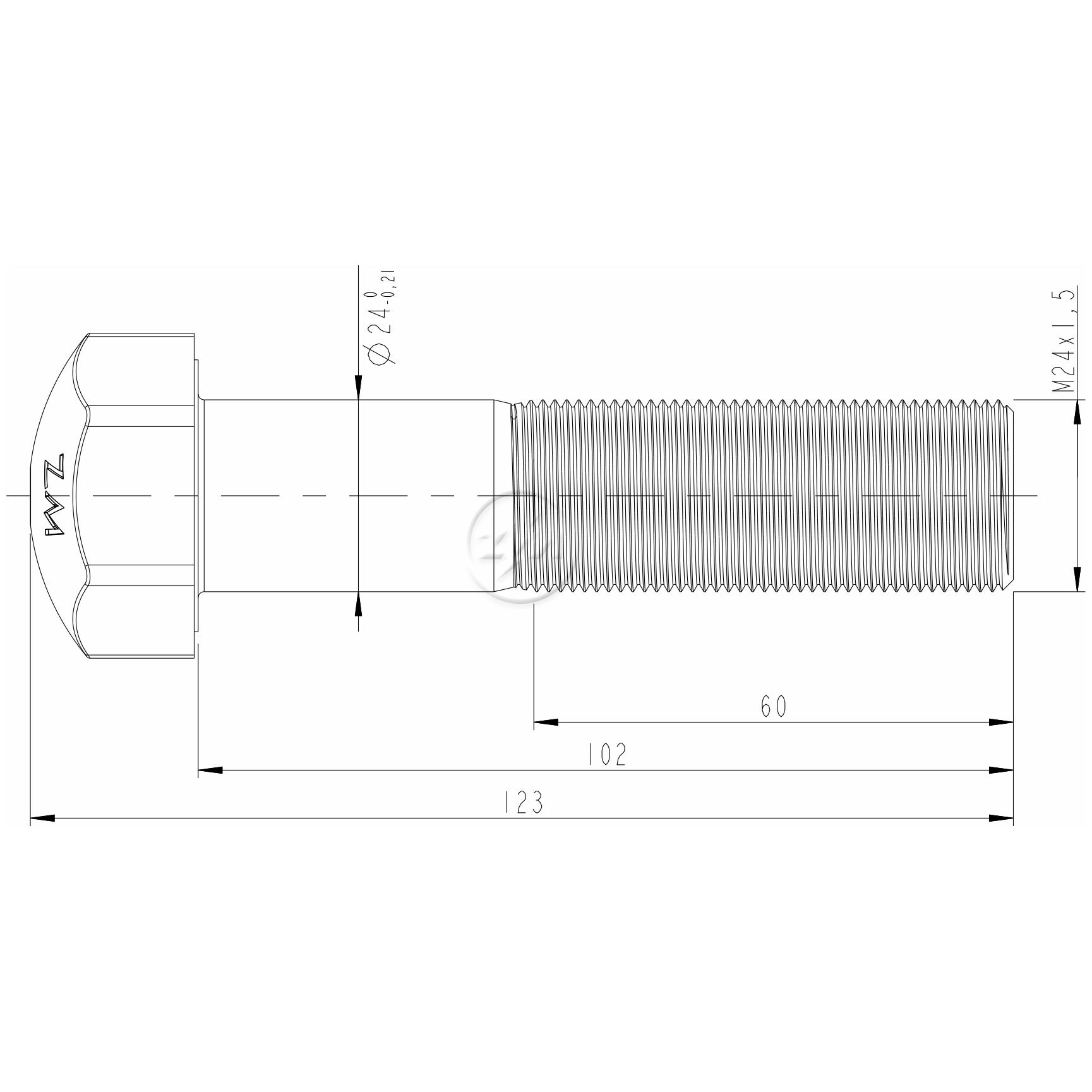 Kit 12 Parafuso da Esteira M24-1,5 x 102 - ZM - 30.024.56
