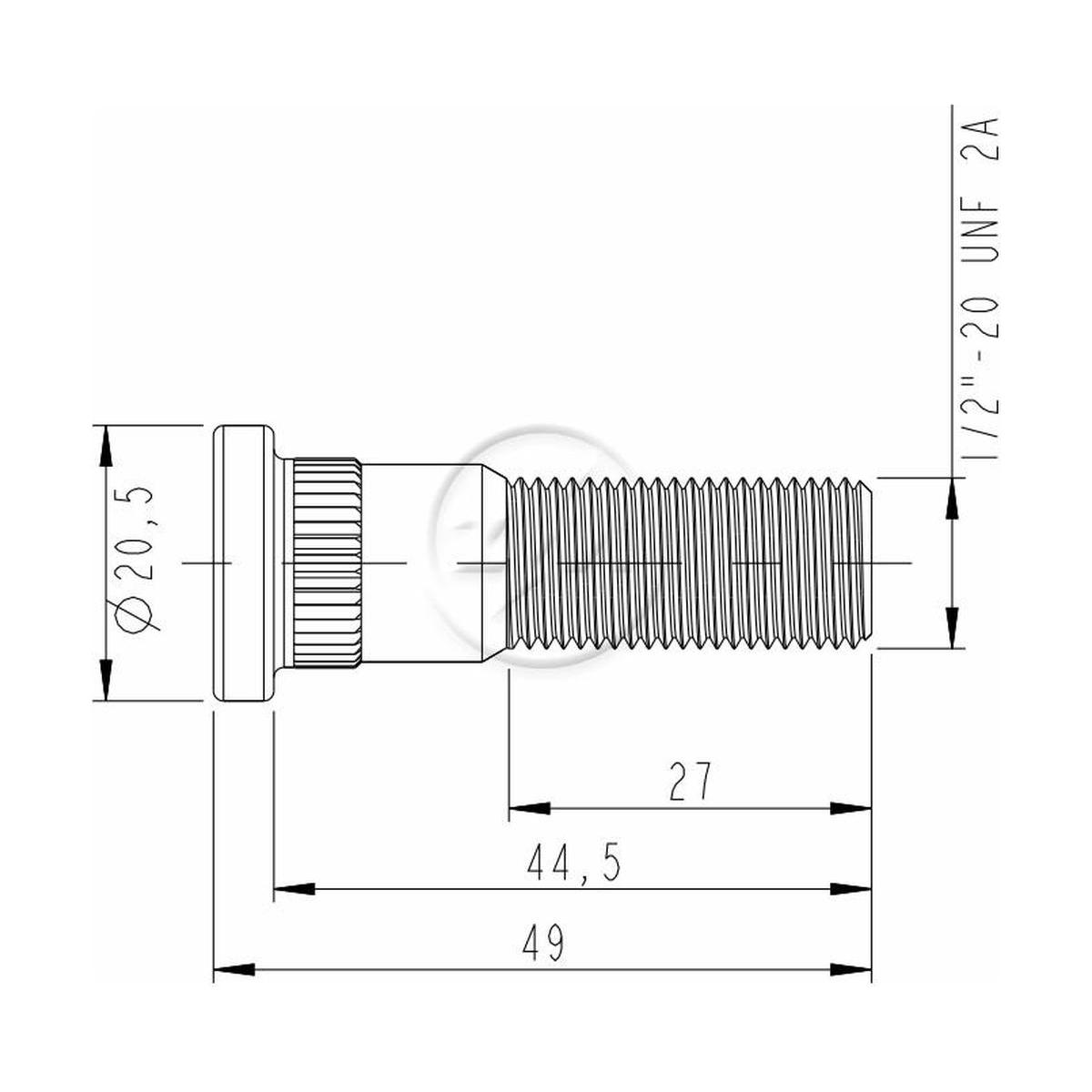 Kit 50 Parafuso de Roda 1/2"-20UNF x 44,5/49 - ZM - 3010231