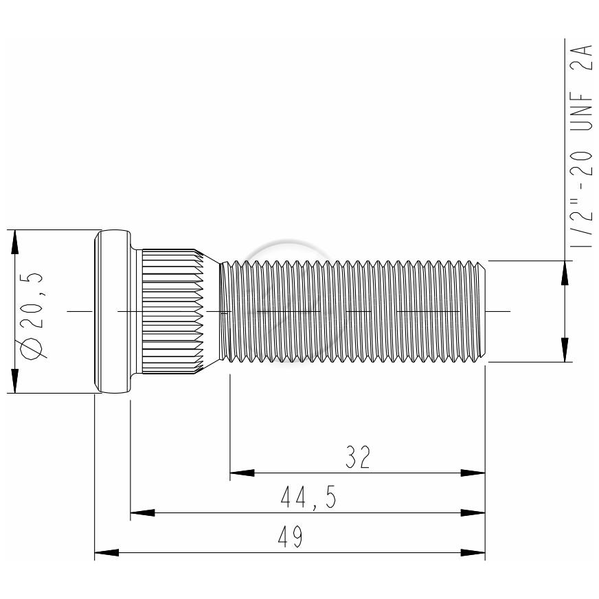 Kit 80 Parafuso de Roda 1/2"-20UNF x 44,5/49 - ZM - 3010232