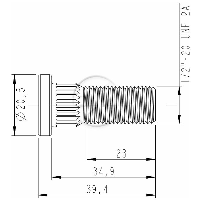 Kit 50 Parafuso de Roda 1/2"-20UNF x 34,9/39,4 - ZM - 3010240