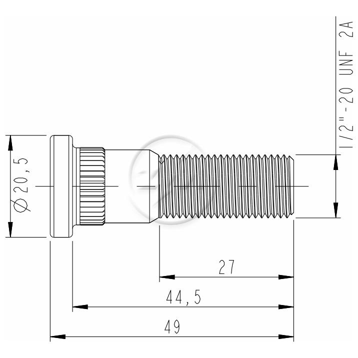 Kit 50 Parafuso de Roda 1/2"-20UNF x 44,5/49 - ZM - 3010241