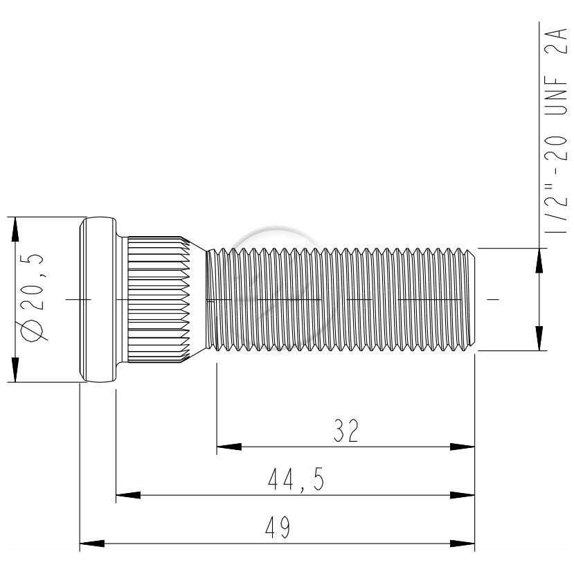 Kit 50 Parafuso de Roda 1/2"-20UNF x 44,5/49 - ZM - 3010242